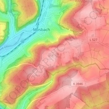 Mapa topográfico Hardhof, altitud, relieve