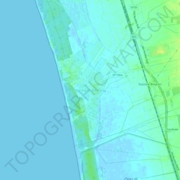 Mapa topográfico Marina di Bibbona, altitud, relieve