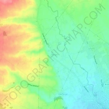 Mapa topográfico Peran, altitud, relieve