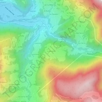 Mapa topográfico Le Bersend, altitud, relieve