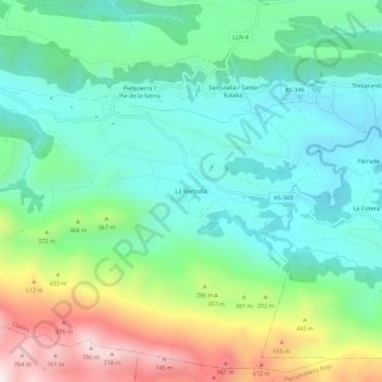 Mapa topográfico La Borbolla, altitud, relieve