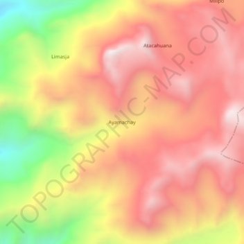 Mapa topográfico Ayamachay, altitud, relieve