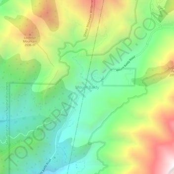 Mapa topográfico Mount Baldy, altitud, relieve