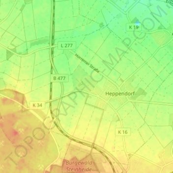 Mapa topográfico Stammeln, altitud, relieve