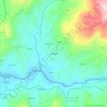 Mapa topográfico São Jorge, altitud, relieve