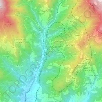 Mapa topográfico Pianella, altitud, relieve