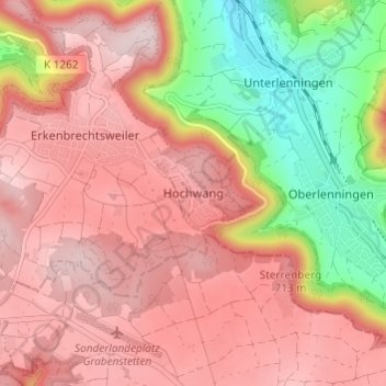 Mapa topográfico Hochwang, altitud, relieve