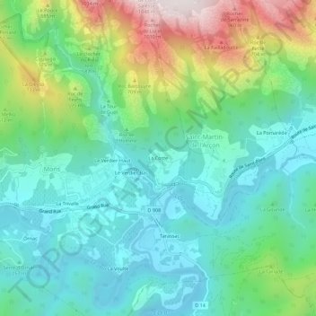 Mapa topográfico La Coste, altitud, relieve