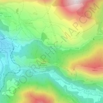 Mapa topográfico Fournit, altitud, relieve