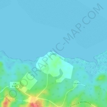 Mapa topográfico Cupey, altitud, relieve