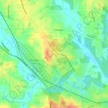 Mapa topográfico Clarkdale, altitud, relieve