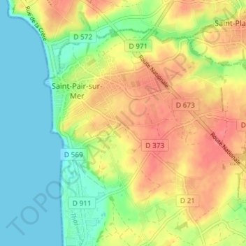 Mapa topográfico Les Troix Croix, altitud, relieve