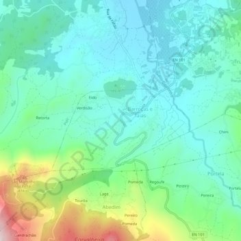 Mapa topográfico Santo André, altitud, relieve