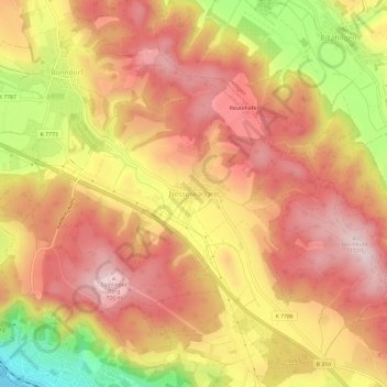 Mapa topográfico Nesselwangen, altitud, relieve
