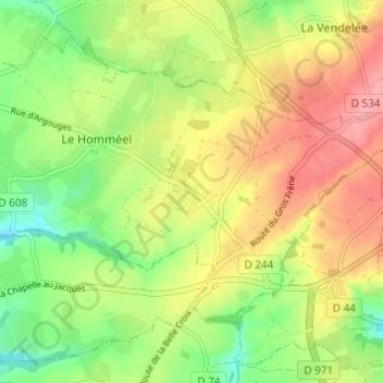 Mapa topográfico Le Pavement, altitud, relieve