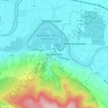Mapa topográfico Hohenrode, altitud, relieve