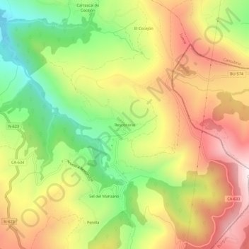 Mapa topográfico Resconorio, altitud, relieve