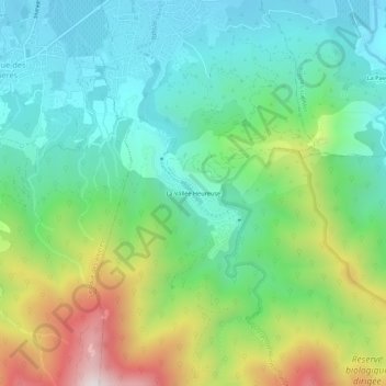 Mapa topográfico La Vallée Heureuse, altitud, relieve