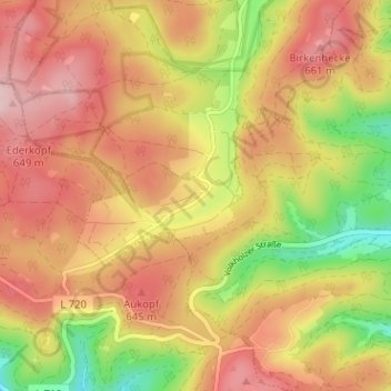 Mapa topográfico Benfe, altitud, relieve