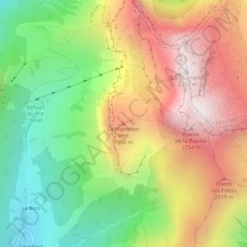 Mapa topográfico Le Mamelon Vert, altitud, relieve