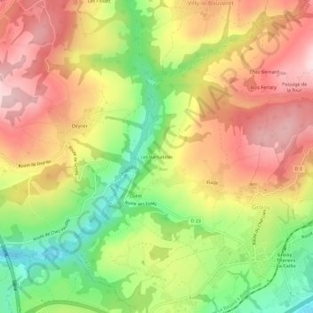 Mapa topográfico Les Barnabites, altitud, relieve