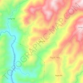 Mapa topográfico Tam Rin, altitud, relieve