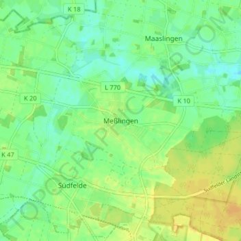 Mapa topográfico Meßlingen, altitud, relieve