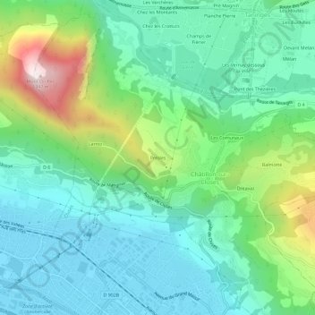 Mapa topográfico Presles, altitud, relieve