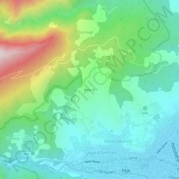 Mapa topográfico Breg i Zi, altitud, relieve