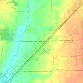 Mapa topográfico Friendswood, altitud, relieve