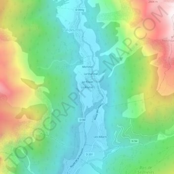 Mapa topográfico La Routas, altitud, relieve