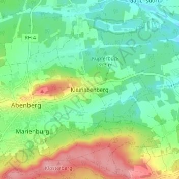 Mapa topográfico Kleinabenberg, altitud, relieve