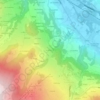 Mapa topográfico La Gottettaz, altitud, relieve