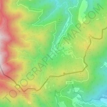 Mapa topográfico Las Illas, altitud, relieve