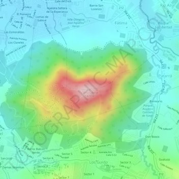 Mapa topográfico Loma Salitral, altitud, relieve