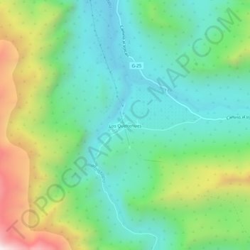 Mapa topográfico Los Queltehues, altitud, relieve