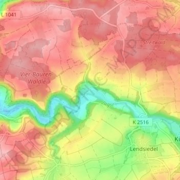 Mapa topográfico Diembot, altitud, relieve