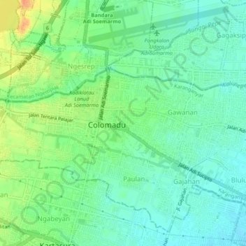 Mapa topográfico Malangjiwan, altitud, relieve