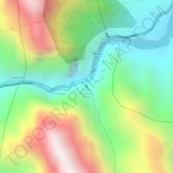 Mapa topográfico El Velo de La Novia, altitud, relieve
