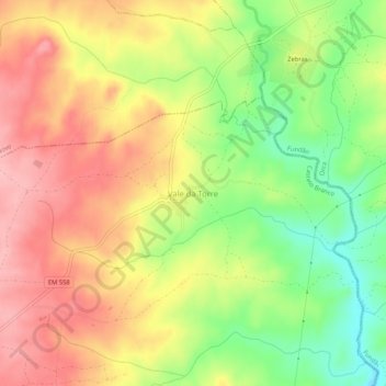 Mapa topográfico Vale da Torre, altitud, relieve