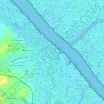 Mapa topográfico Chatressac-Chaillevette, altitud, relieve