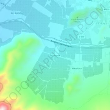 Mapa topográfico San Vicente, altitud, relieve