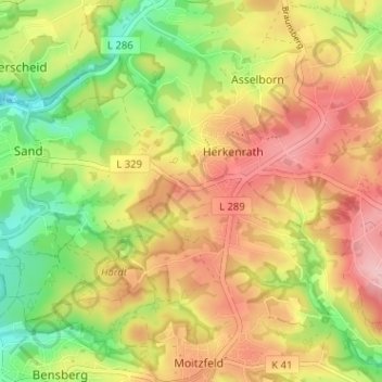Mapa topográfico Kierdorf, altitud, relieve