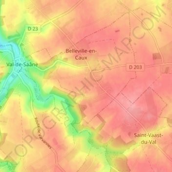 Mapa topográfico Le Petit Mesnil, altitud, relieve