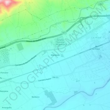 Mapa topográfico Mendieta, altitud, relieve