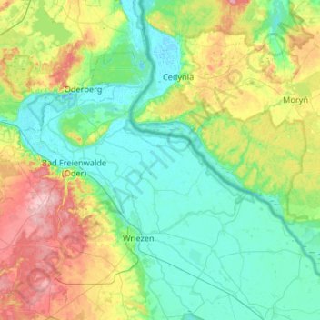Mapa topográfico Oderaue, altitud, relieve