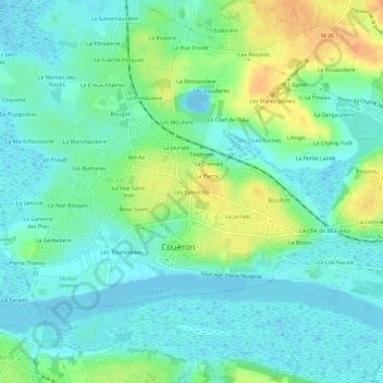 Mapa topográfico Les Epinettes, altitud, relieve