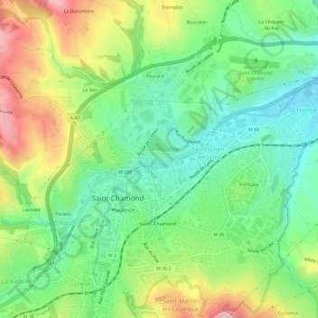 Mapa topográfico Les Carmelites, altitud, relieve
