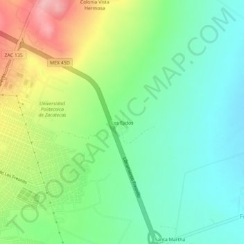Mapa topográfico Los Ejidos, altitud, relieve