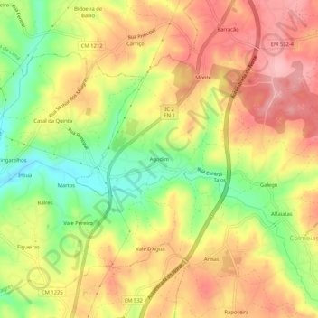 Mapa topográfico Agodim, altitud, relieve